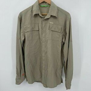 Agle' Roc Radiatioin Anti Mens Button-Up Shirt 100% Nylon Long Sleeve Brown M